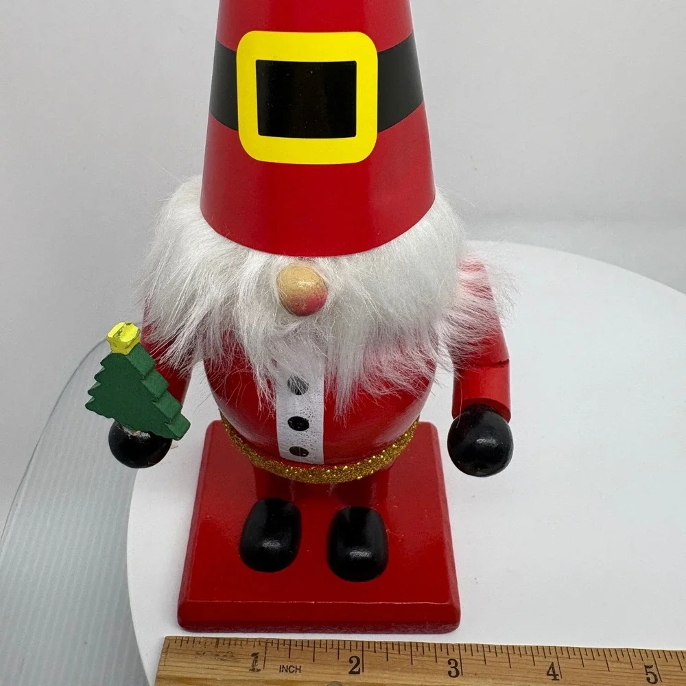 Santa Gnome Nutcracker Style Christmas Decor Festive Holiday‎ Figurine with Tree
